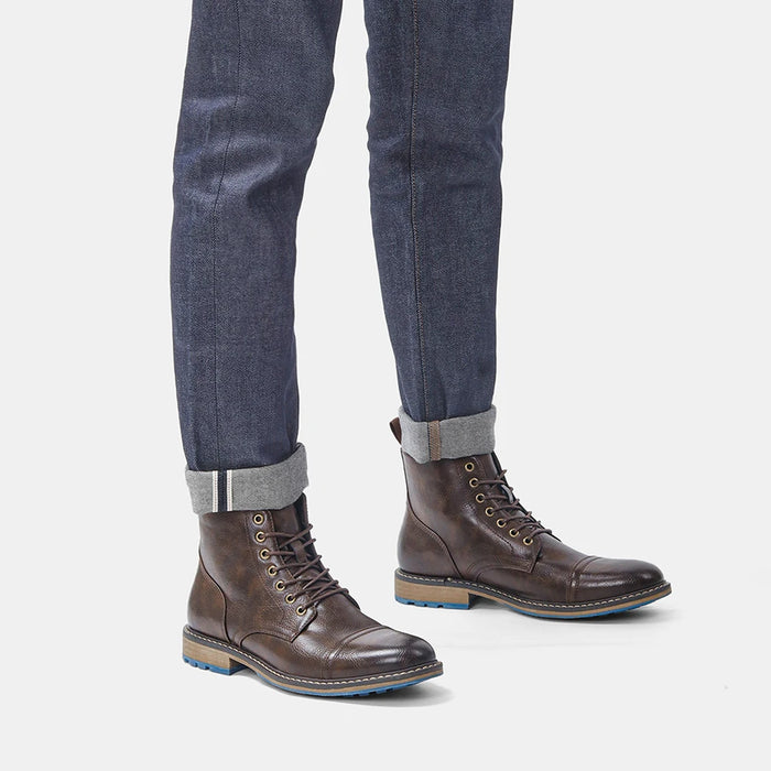 Bottines homme cuir marron – chaussures montantes élégantes à lacets