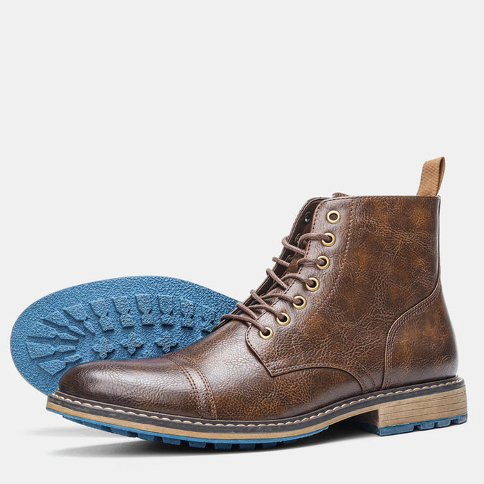 Bottines homme cuir marron – chaussures montantes élégantes à lacets