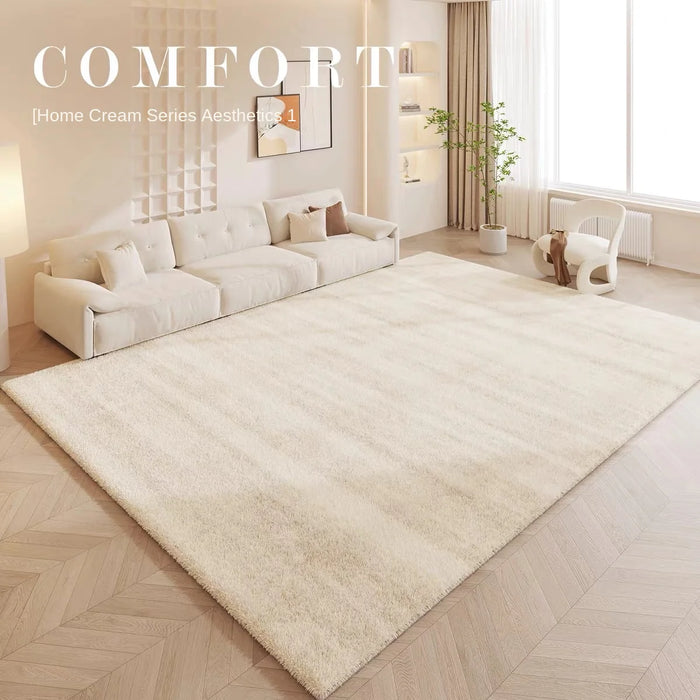 Grand tapis cachemire ultra doux lavable, antidérapant, crème – déco salon et chambre