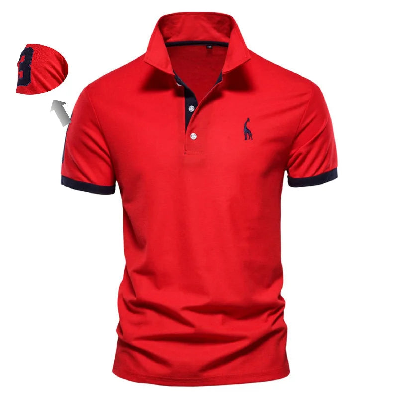 Polo slim fit décontracté – couleur unie, col classique, AIOPESON brodé, coton