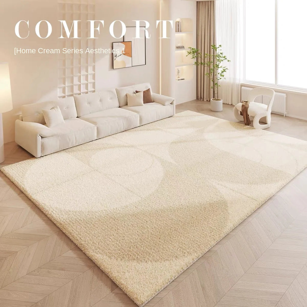 Grand tapis cachemire ultra doux lavable, antidérapant, crème – déco salon et chambre