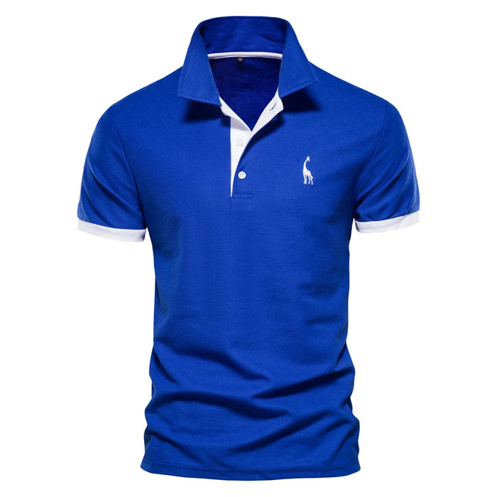Polo slim fit décontracté – couleur unie, col classique, AIOPESON brodé, coton